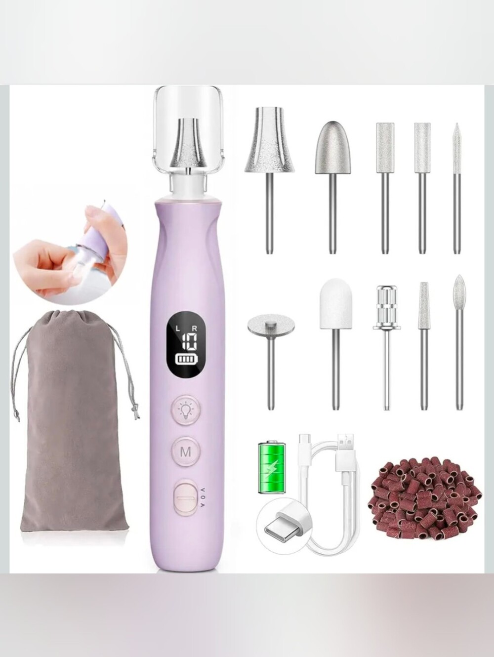 Electric Nail File Drill, Toe Nail Grinder for Thick Toenails & Callus10-Speed